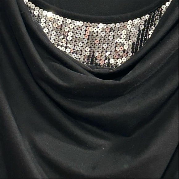 Venus Women's XL Black Cowl Neck Blouse with Sequin Detail - Picture 3 of 9